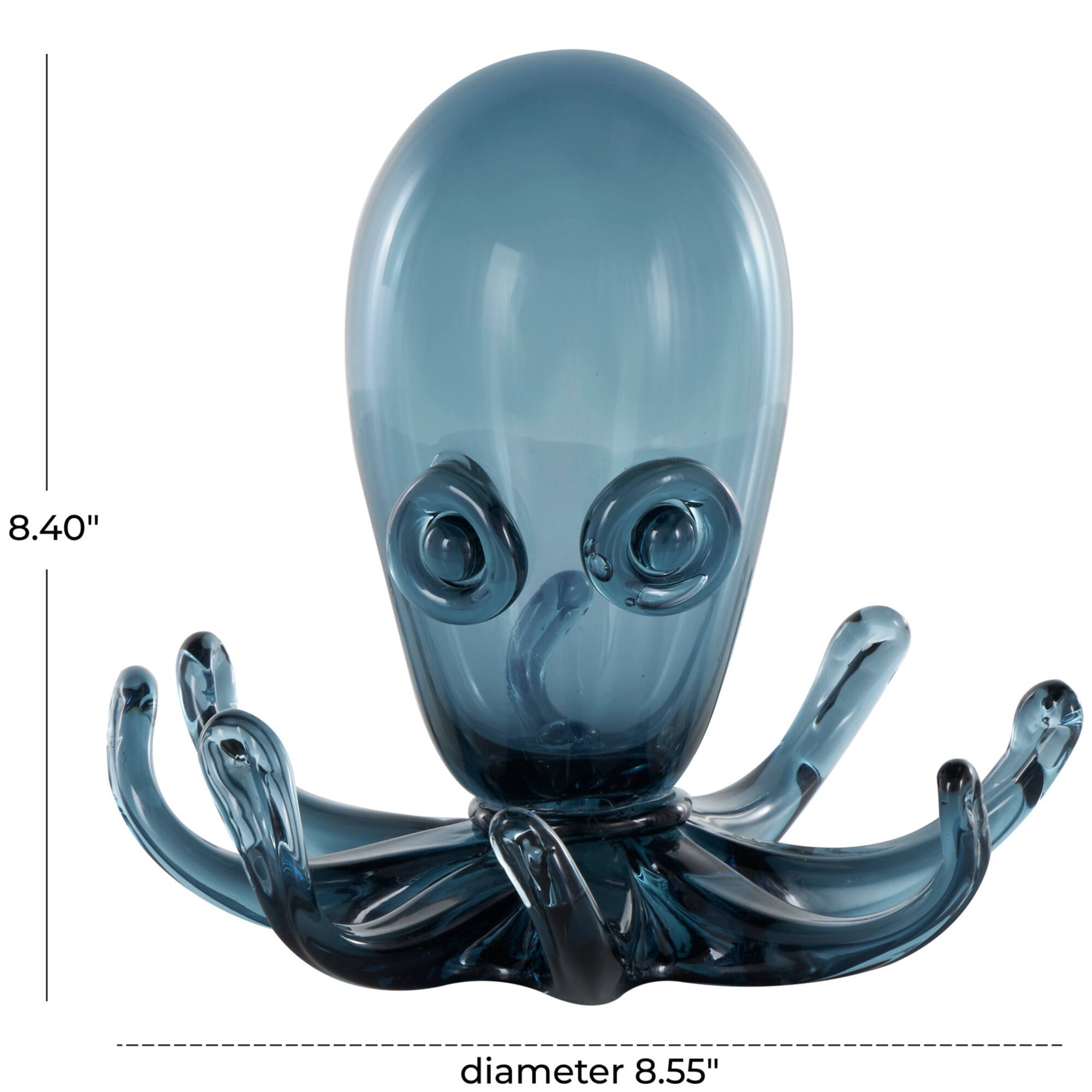 8.5" Blue Ombre Glass Octopus Sculpture
